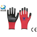 Gant de travail en sécurité recouvert de polyester poli rouge (N7003)